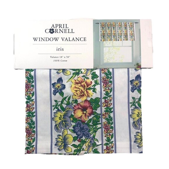 April Cornell Iris Floral Window Valance rod pocket 18 x 50 cottage country - Picture 5 of 6